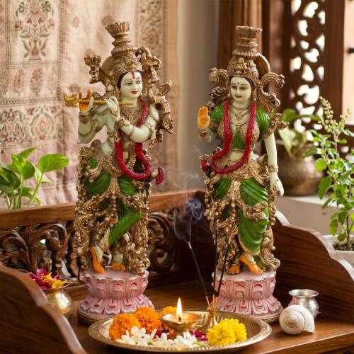 Radha Krishna Idol Pair for Home Mandir & Pooja Room Décor