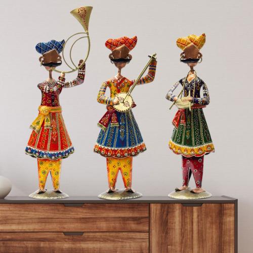 Exquisite Handcrafted Rajasthani Band Baja Baraat Metal Showpieces – Set of 3