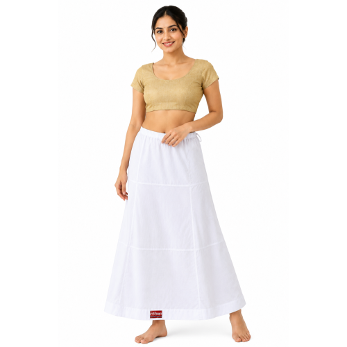 White Premium Quality Cotton Petticoat Size XL, Drawstring Style