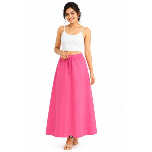 Pink Premium Quality Cotton Petticoat Size XL, Drawstring Style