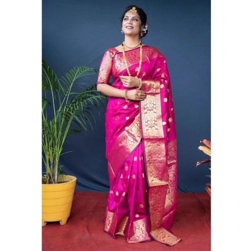 Kanjivaram Banarasi Silk Saree with Zari Woven Floral Border