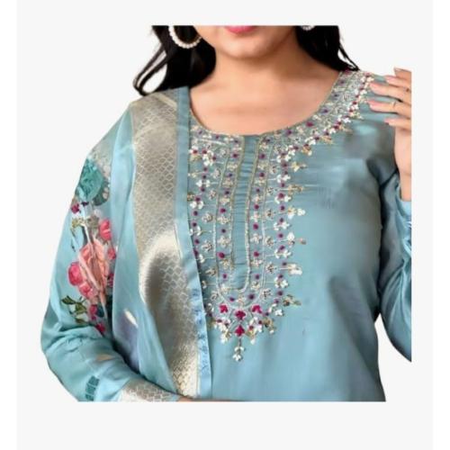 Womens Rayon Slub Kurta Pant Dupatta Set