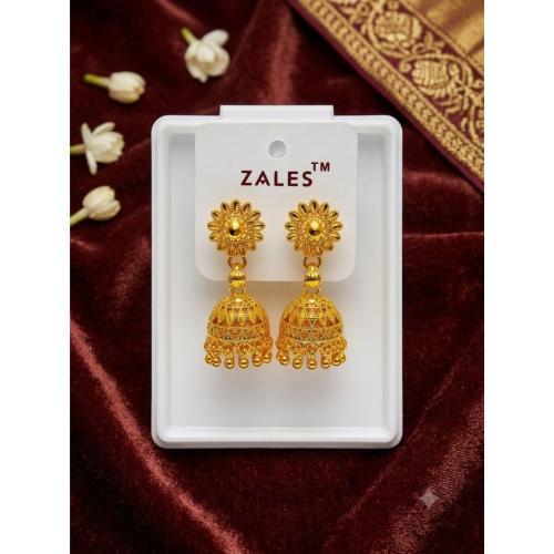 Traditional Floral Gold-Plated Brass Jhumki Earring, Drops & Danglers (Gold, Free Size, Pack of 1 Pair)