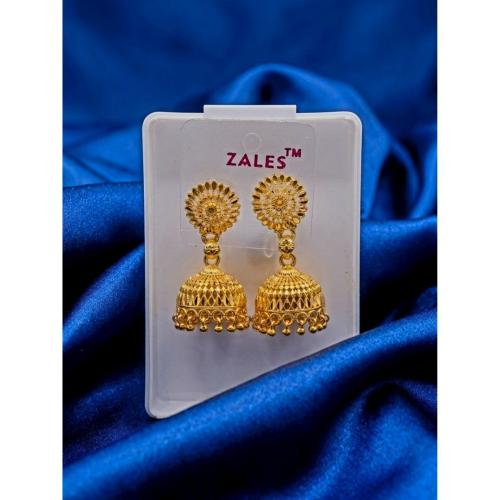 Traditional Gold-Plated Floral Jhumka Earrings, Drops & Danglers (Gold, Free Size, Pack of 1 Pair)