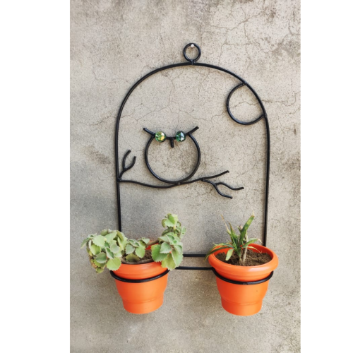 Night Owl Iron Wall Planter with 2 Pots