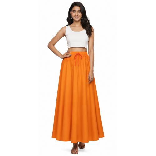 Orange Premium Quality Cotton Petticoat, Size XL Drawstring Style Daily Wear for Women 