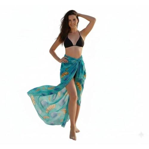 Women Beach Sarong in Premium Soft Heavy Nylon - Aqua Blue