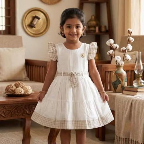 Adorable Baby Girl Cotton Knee-Length Fit & Flare Dress