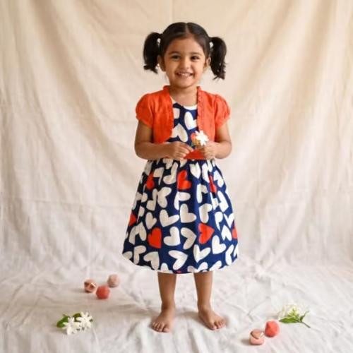 Irls Heart Print Fit & Flare Dress with Adorable Shrug