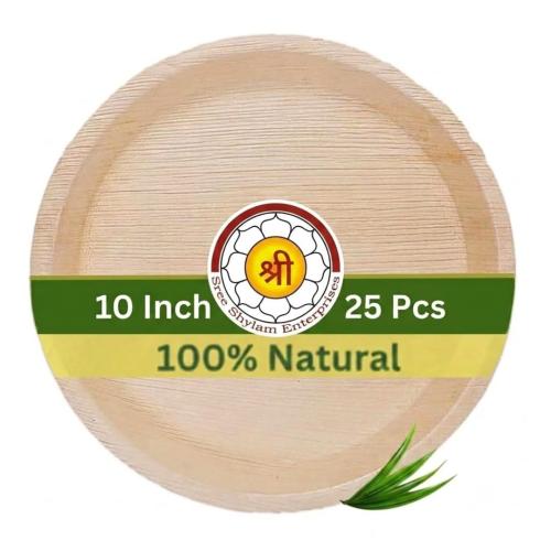 10-Inch Areca Palm Leaf Round Plates, Pack of 25