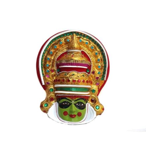 Handcrafted Kathakali Mask Wall Hanging, Fibre, 30 × 23 cm, Kerala Decor