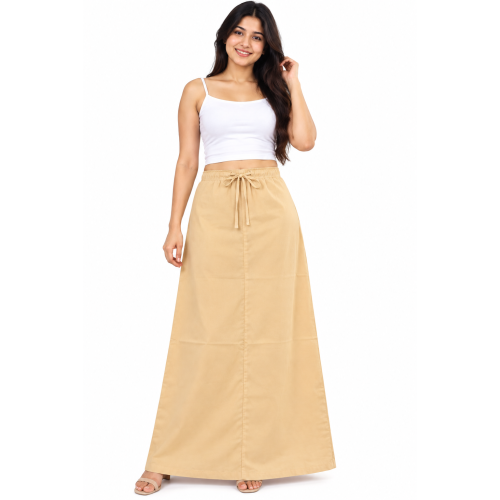Beige Premium Quality Cotton Petticoat, Size XL Drawstring Style for Women Daily Wear 
