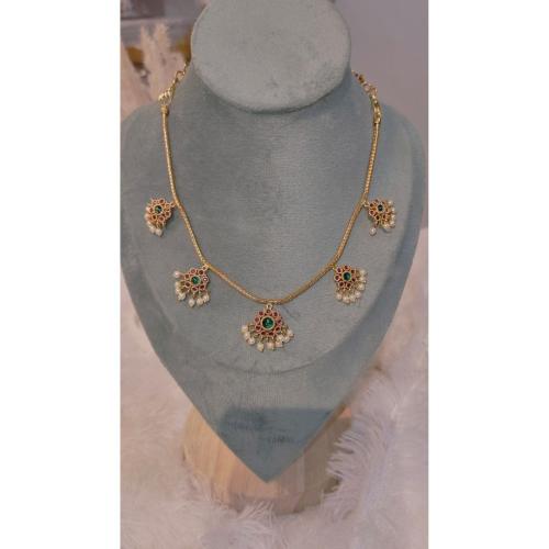 Kaanchi Necklace Set with Ruby, Emerald & Pearl Detailing