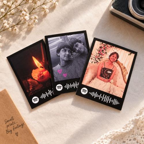 Vintage Spotify Mini Polaroids – Pack of 12, Black  