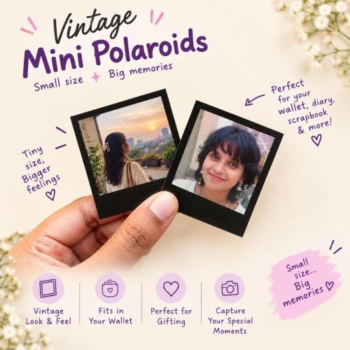 Vintage Mini Polaroids – Pack of 12,Black  