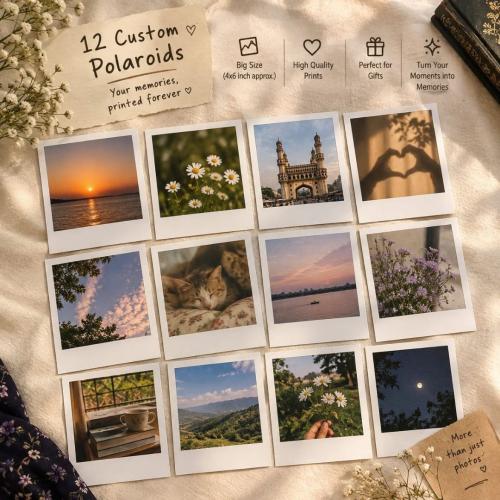 Big Size Polaroids – Pack of 12, White/Black  