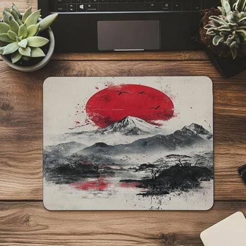Gaming Mouse Pad  | Japanese Red Sun & Mountain