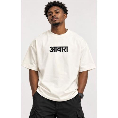 Men Off White Typography Print Oversized Cotton T-Shirt