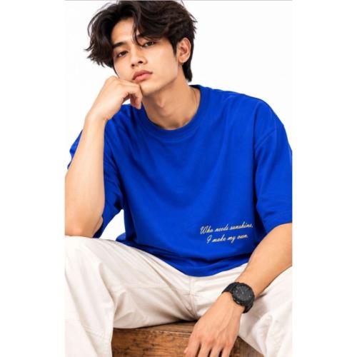 Men Blue Floral Print T-Shirt 