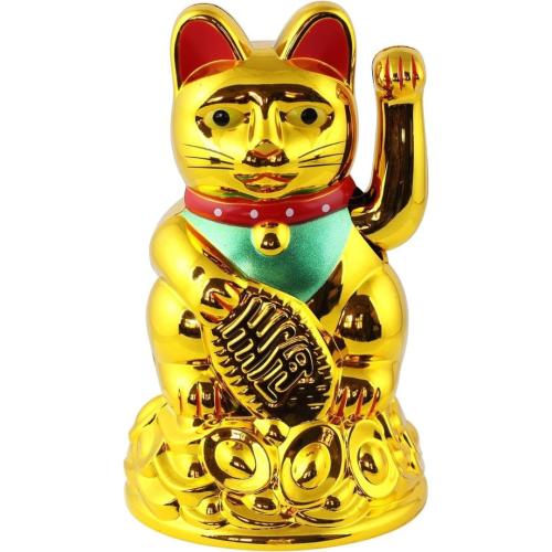 Feng Shui Lucky Cat – Waving Maneki Neko Figurine for Wealth
