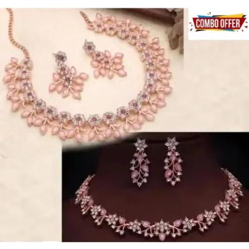 Gold-Plated Choker Necklace Jewellery Combo Set for Women and Girls