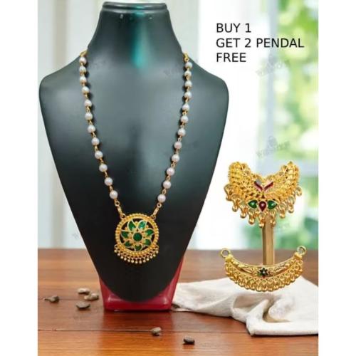 Attractive Gold-Plated Meenakari Traditional Necklace for Women with 2 Free Pendants