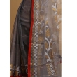 Traditional grey Jamdani saree for festive wear