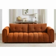 Orange three seater fabric sofa for living room