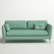 The Furnishery Agustin 3 Seater Upholstered Sofa in Aqua Blue for Living Room