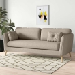The Furnishery Agustin 3 Seater Upholstered Sofa in Off Brown for Living Room