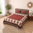 single bed bedsheet red beige floral print 90x60 with 2 pillow covers