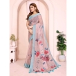 Folded linen cotton saree with floral pattern GG-102