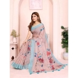 Full view of linen cotton floral print saree GG-102