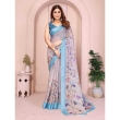 Elegant linen cotton saree with floral print design GG-102