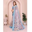 Full view of linen cotton floral print saree GG-102