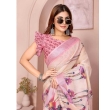 elegant floral linen cotton saree modern ethnic style