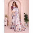 tajoo elegant linen cotton saree autumn leaf print gg106 stylish design