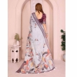 saree with autumn leaf print elegant and stylish look