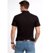 Stylish black shirt with geometric red design short sleeves