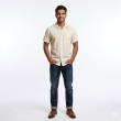 Men's cream textured short sleeve shirt front view