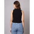 Back view of women's black casual solid sleeveless top