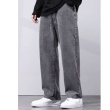 Men's grey loose fit denim jeans front view