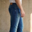 Men's casual blue skinny jeans styled for everyday wear