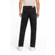 Front view of black straight fit jeans for men