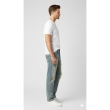 Side profile of men&rsquo;s light blue straight fit denim jeans