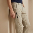 Pocket detail of beige straight fit trousers for men