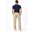 Men wearing beige straight fit trousers standing pose