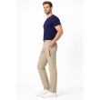 Side view of beige straight fit trousers for men