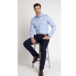 Blue solid formal shirt styled for office wear