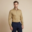 Men's khaki solid formal shirt front side regular fit